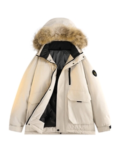 Унисекс пуховик, Khaki (Detachable Fur Collar) Jeep