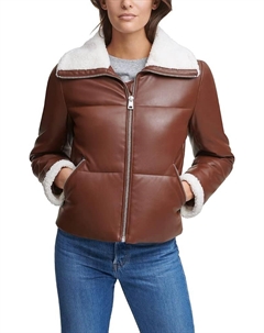 Женская куртка-пуховик Breanna из искусственной кожи с воротником из овчины, темно-коричневый Levi's®