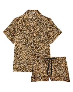 Атласный короткий комплект пижамы / Новый гламурный комплект пижамы Leo с леопардовым принтом, комплекты одежды (Новый гламур Leo/леопардовый принт) Victoria's secret