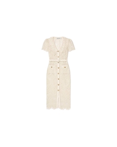 Женское платье с коротким рукавом цвета слоновой кости Self-portrait
