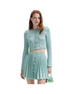 Куртка пальто женская мятно-зеленая Self-portrait