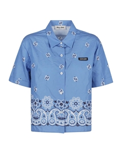 Рубашка с короткими рукавами и принтом банданы, синий Miu miu