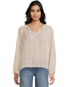 Лонгслив Tie Neck Shirring Long Sleeve, цвет New Ivory Vince camuto