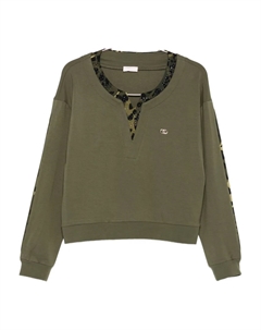 Украшенный джемпер с леопардовым принтом, зеленый Liu jo