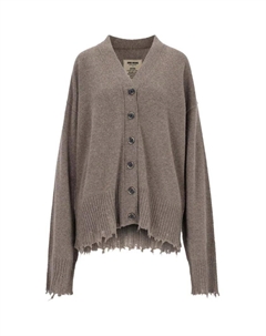 Кардиган с V-образным вырезом Raw-Cut, Коричневый Uma wang