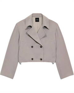 Двубортное укороченное тренч пальто из крепа, Mist Gray Theory