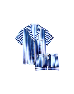 Сатиновый короткий комплект пижамы Женский в синюю полоску Victoria's secret