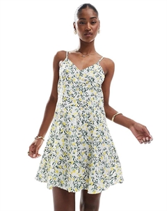 Мини-платье с завязками на спине и принтом лимона Only