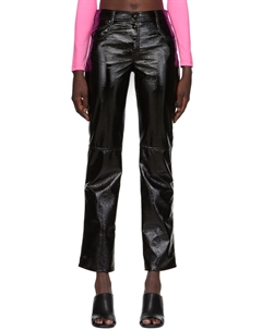 Черные мятые брюки из искусственной кожи Msgm