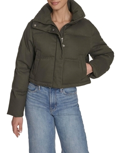 Женский пуховик укороченный из хлопка, оливковый Levi's®