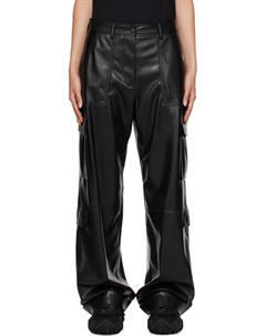 Черные брюки-карго из искусственной кожи с карманами Msgm