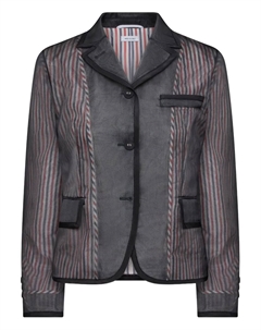 Полосатый пиджак из органзы, черный Thom browne