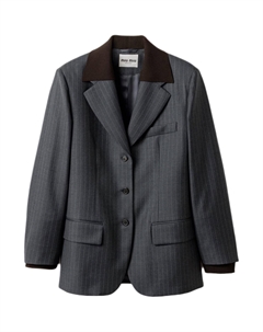 Пиджак с полосками на лацканах, Stone Gray Miu miu