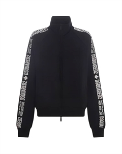 Хлопковый худи с молнией и логотипом в полоску, Black Dsquared2