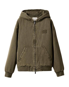 Детализированный худи с молнией, Olive Green Miu miu