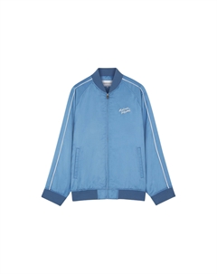Maison Kitsune Сатиновая бомбер куртка с вышитым логотипом Teddy, Blue Maison kitsuné