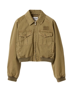 Вареная хлопковая бомбер, Olive Green Miu miu