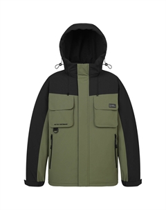 Теплая флисовая серия пуховик Unisex, Dark Olive Green/Phantom Black Camel