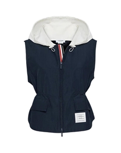 Рипстоп безрукавка с капюшоном, Blue Thom browne