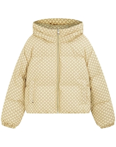 Женский пуховик в розово-голубую и белую полоску, Yellow Plaid 0F6 Tommy hilfiger