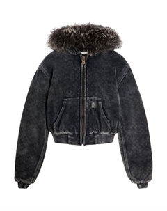 Толстовка с капюшоном отделкой из овчины, Washable Slate Gray Alexander wang