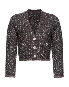 Короткий жакет с пуговицами и фактурной тканью, Coffee Pinko