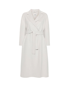 Эстурия Шерстяной поясной плащ, Gray White S max mara