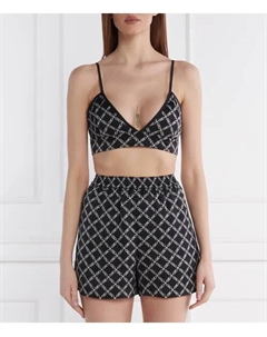 Атласный топ в стиле ампир Cropped fit, черный Michael kors