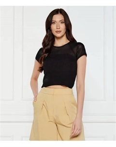 Блузка с разрезом Cropped fit, черный Hugo