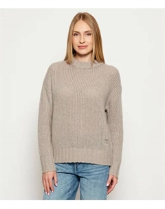 Свободный шерстяной свитер Oversize fit, бежевый Hugo