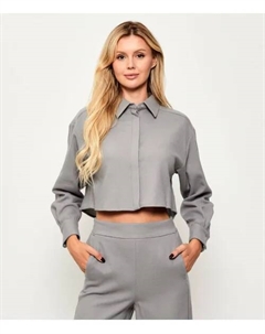 Шерстяная рубашка Ливия Cropped fit, серый Marella