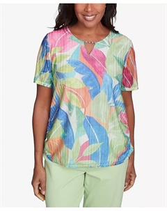 Топ Petite Parrot Cay с текстурированной тропической отделкой бисером, зеленый Alfred dunner