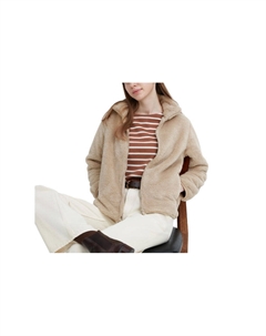 Женское пальто бархатной текстуры светло-бежевого цвета, Light Beige Uniqlo