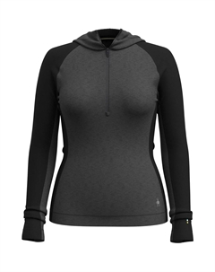 Классическая термофлисовая половинная молочная базовая толстовка с капюшоном, Black/Charcoal Heather Smartwool