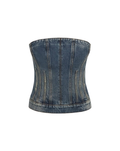 Бюстье из денима, синий деним Alexander mcqueen