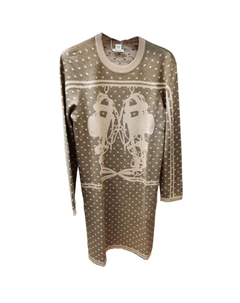 Длинное платье с длинными рукавами женское коричневое HERMES Hermès