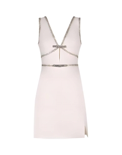 Футболка с бантом из крепа мини белая Self-portrait