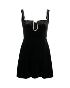 Вельветовое мини-платье с кристаллами, черное Self-portrait