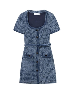 Self Portrait Платье с короткими рукавами Женское Джинсовый синий Self-portrait