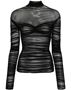 Сетчатый топ со сборками, черный Mugler