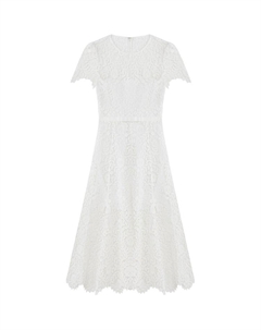 Короткое Платье с Коротким Рукавом Женское Чисто-Белое Self-portrait