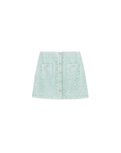 Повседневная короткая юбка женская мятного цвета Self-portrait