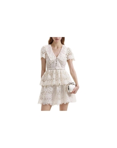 Женское платье с коротким рукавом цвета слоновой кости Self-portrait