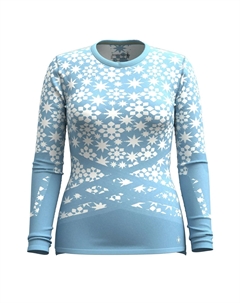 Женская базовая кофта Intraknit Thermal Merino с узором и круглым вырезом., Serene Blue/White Smartwool