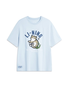 Футболка с пониженной линией плеча Drop Shoulder Sleeve для женщин в облачно-голубом цвете Li-ning