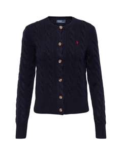Кардиган с вышивкой пони и косой вязкой, темно-синий Polo ralph lauren
