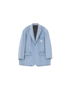 Пиджак из денима с хлопком и лацканами с вырезом, синий We11done