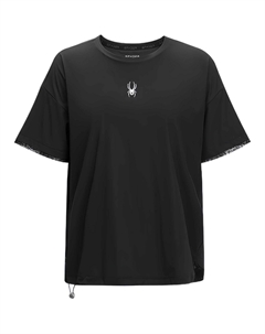 Футболка женская черная с рукавом дроп-шолдер Spyder