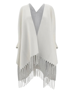 Пончо с бахромой, белый Brunello cucinelli