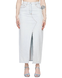 Синяя джинсовая длинная юбка с потертостями Msgm